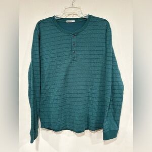 Marine Layer Mens Sz Medium Green Henley Long Sleeve Shirt Soft Comfort Stretch